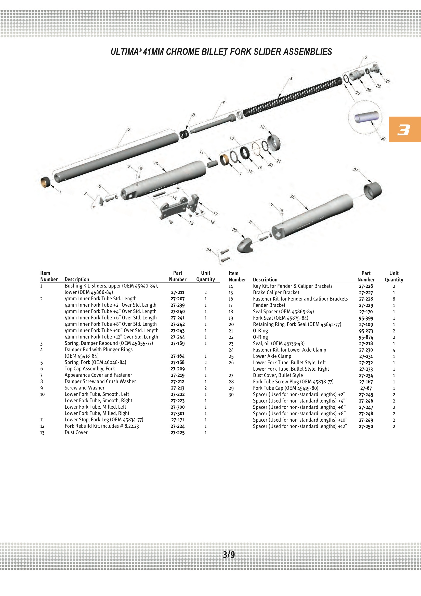 Ultima FORK TUBE 41MM INNER +10; OVER Midwest 27243