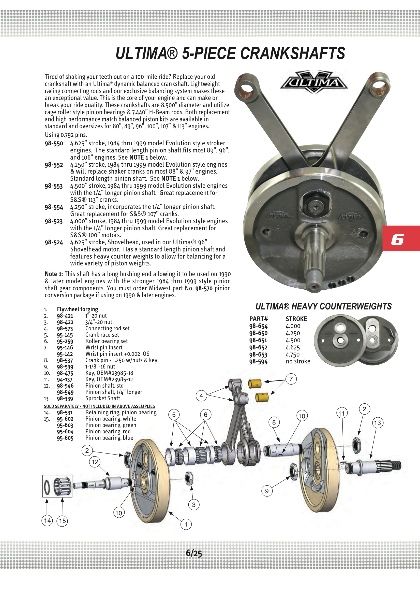 Ultima CRANK ASSY. 4.00" STROKE;5PC. Midwest 98523