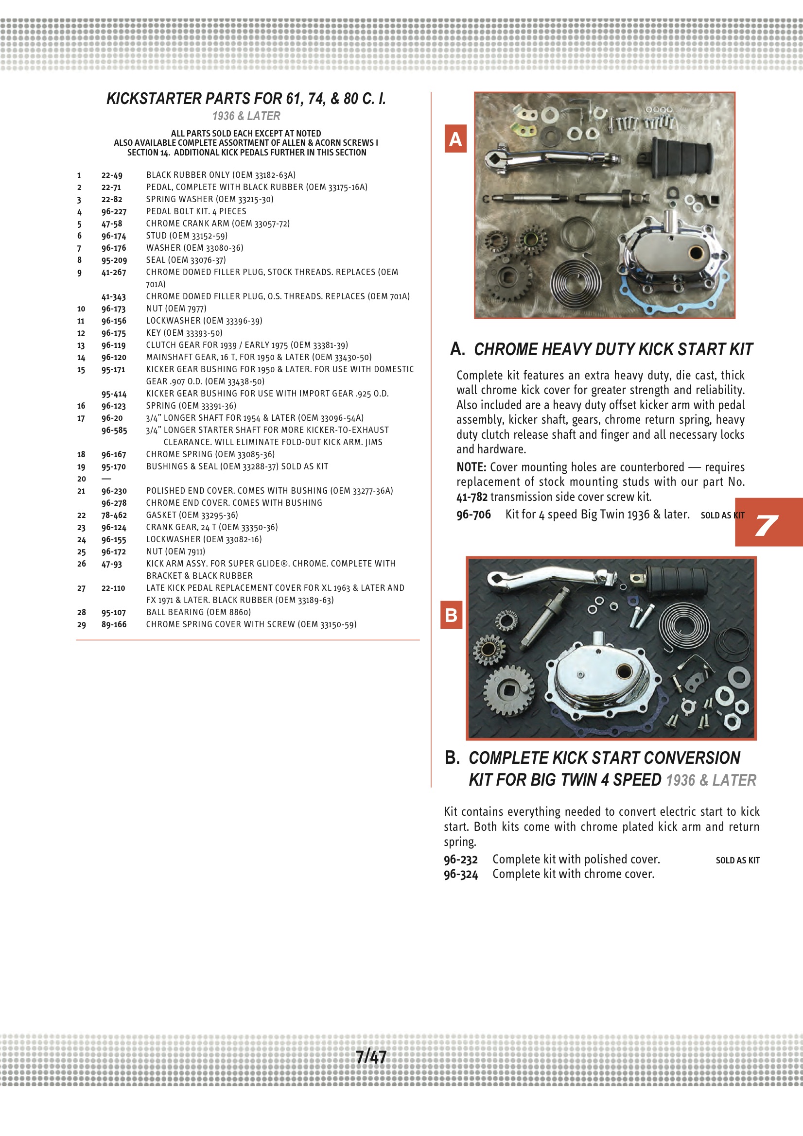 Ultima KICKSTART KIT, BT HEAVY;DUTY, CHROME Midwest 96706