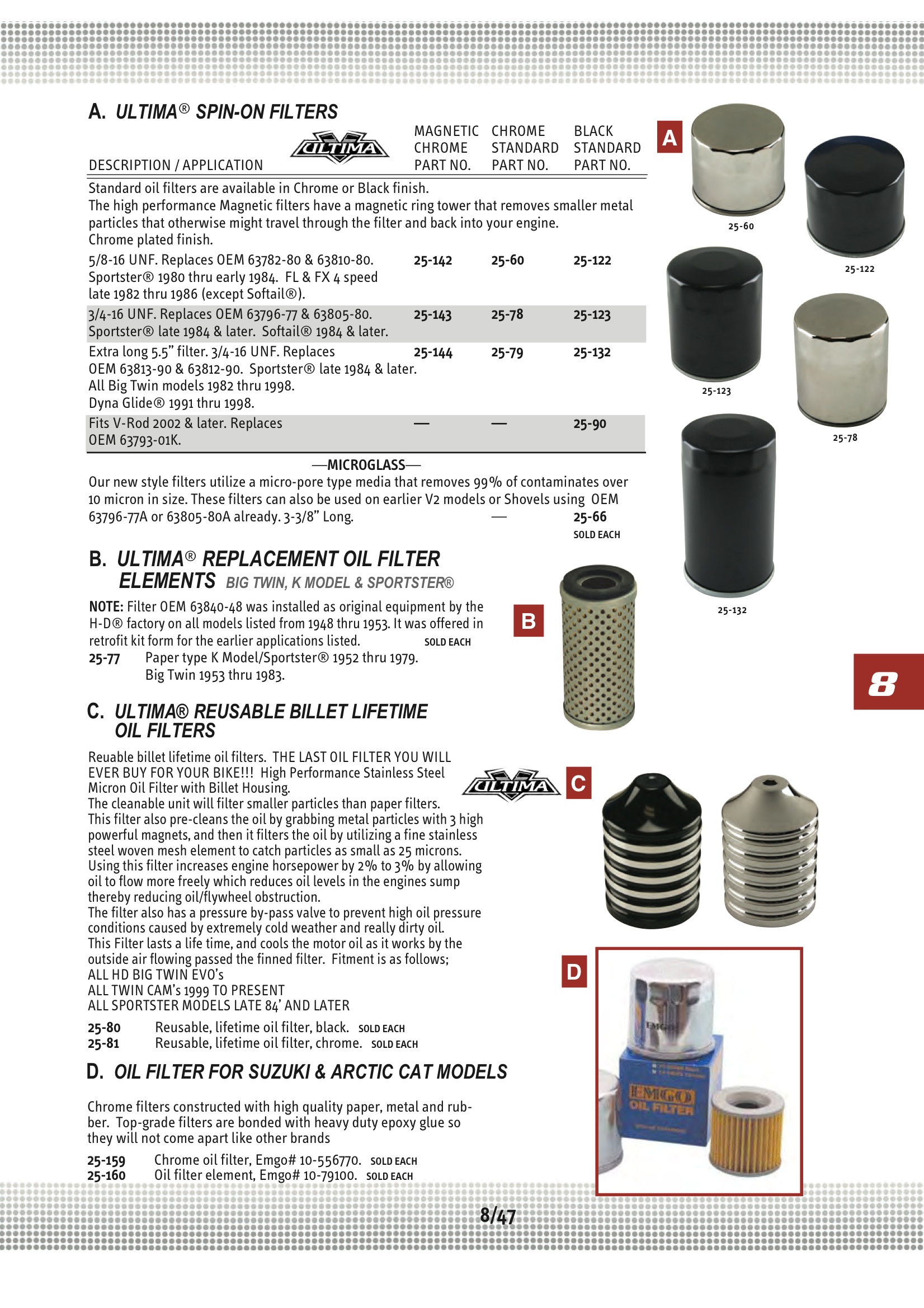 Ultima FILTER,OIL LATE SPT FXR; Midwest 2578