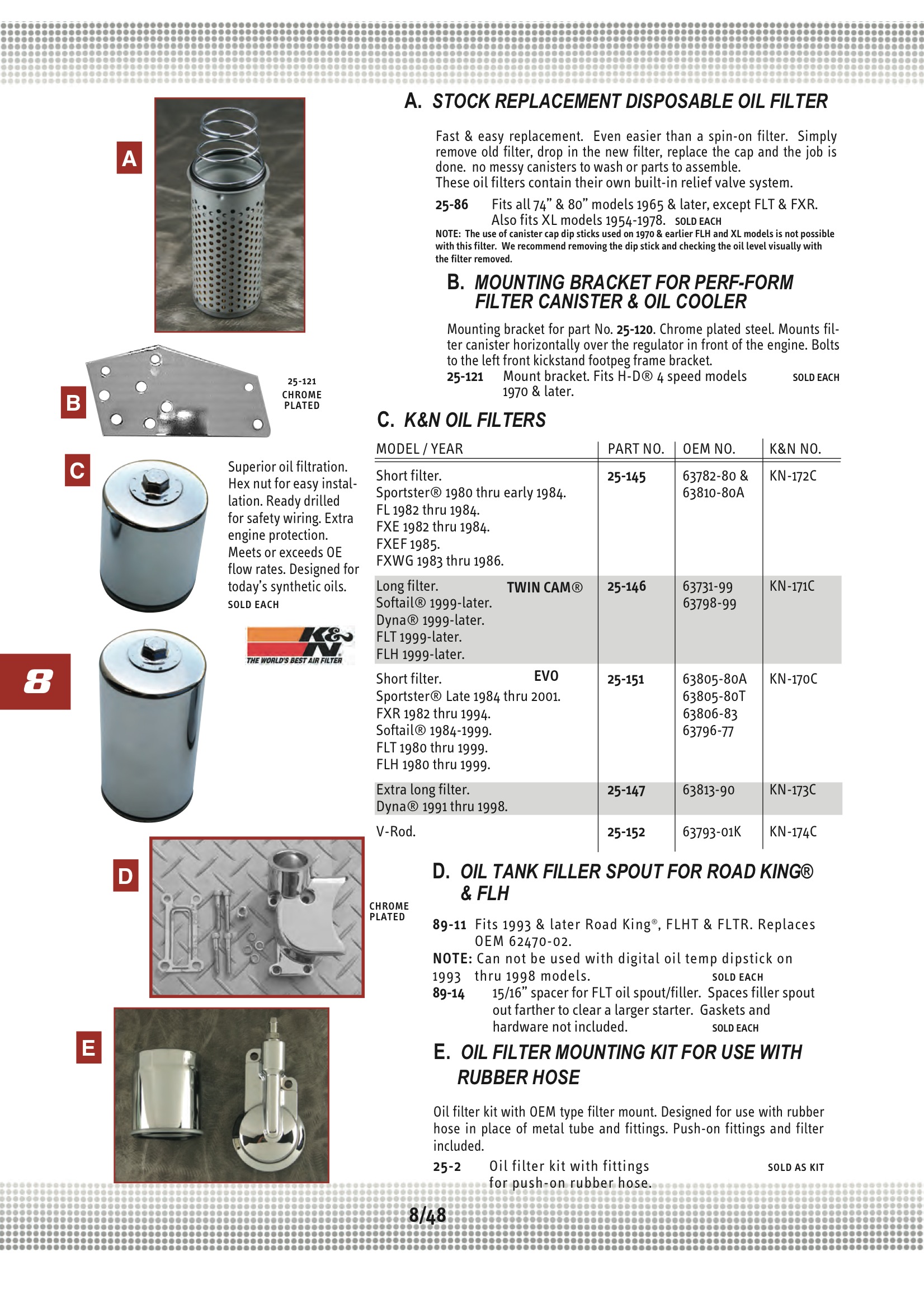 Ultima OIL FILTER, K&N TC LONG;CHROME Midwest 25146