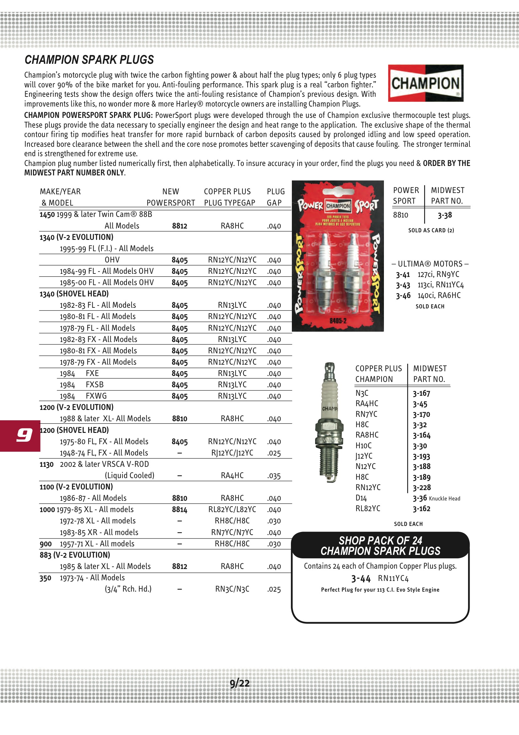 Ultima PLUGS,SPARK H10C; Midwest 330